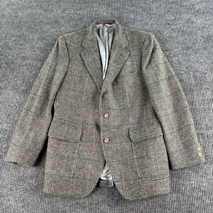 Vintage Jos. A Bank Sport Coat 40 R Gray Wool Shetland Windowpane British Isles